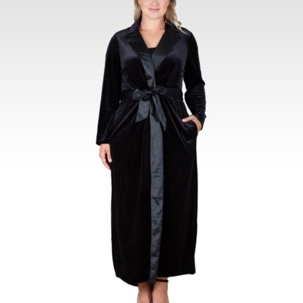 NWT 3X Standards & Practices Freya Stretch Velvet Wrap Midi Coat Dress